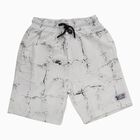 Boys' Muted Charcoal Gray Regular Fit Bermuda Shorts, ऑफ व्हाइट, small