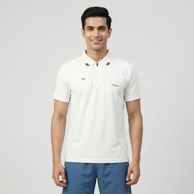 Men White Crew Neck Athleisure T-Shirt