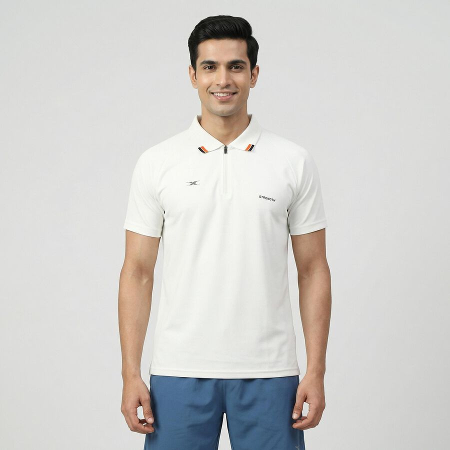 Men White Crew Neck Athleisure T-Shirt, सफ़ेद, large