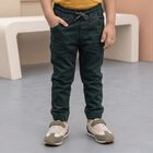 Boys' Olive Green Jogger Fit Drawstring Waist Jeans, ओलिव, small