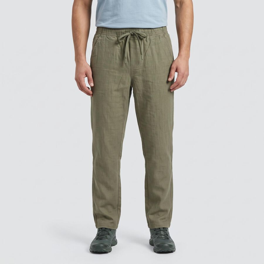 Men's Olive Green Slim Fit Casual Trousers, हल्का हरा, large