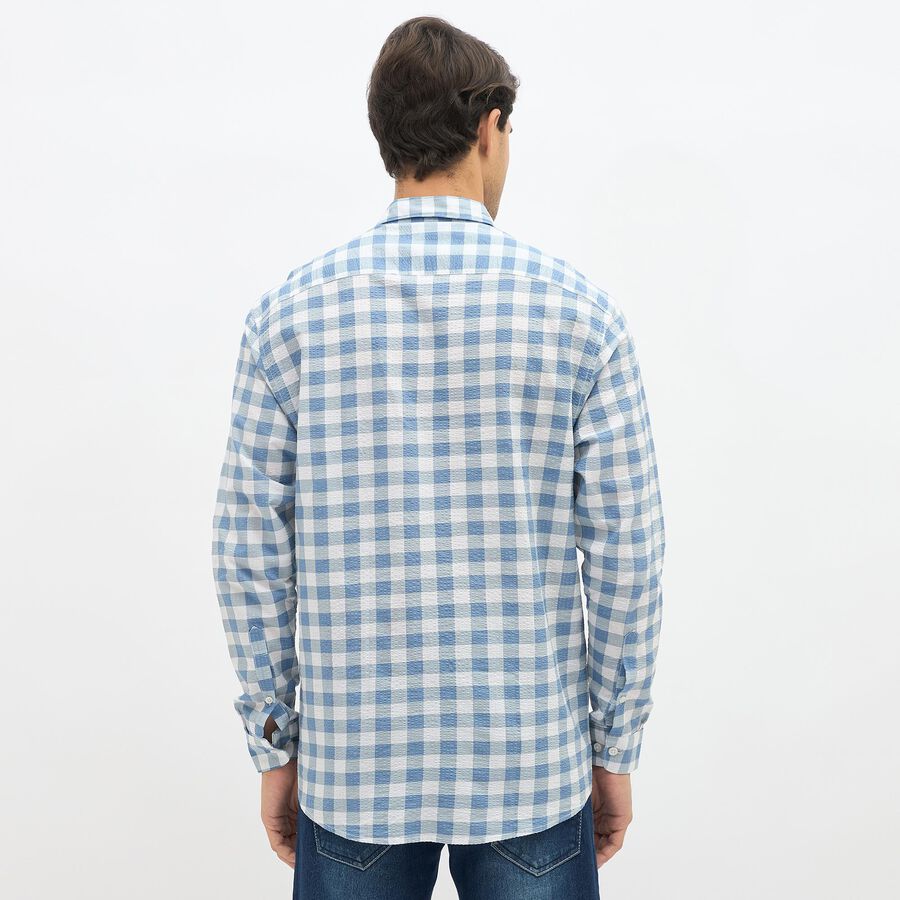 Men's Light Blue Cotton Spread Collar Casual Shirt, Light Blue, large image number null