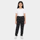 Girls' Navy Blue Straight-Fit Star Printed Cotton Blend Pyjama, नेवी ब्लू, small
