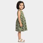 Girls' Olive Green Regular Fit Heart Printed Sleeveless Frock, हल्का हरा, small