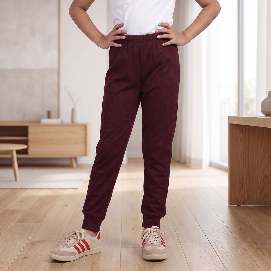 Girls' Maroon Long Johns Thermal, वाइन, large
