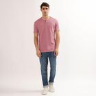 Men's Light Pink Henley Neck Casual T-Shirt, Light Pink, small image number null