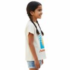 Girls Rich Eggshell White Crew Neck Casual T-Shirt, सफ़ेद, small image number null