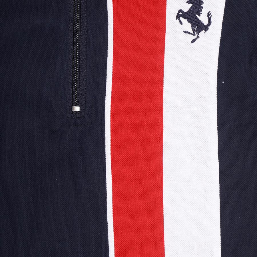 Boys' Midnight Navy Blue Cotton Polo Neck Half Sleeve T-Shirt, Navy Blue, large image number null