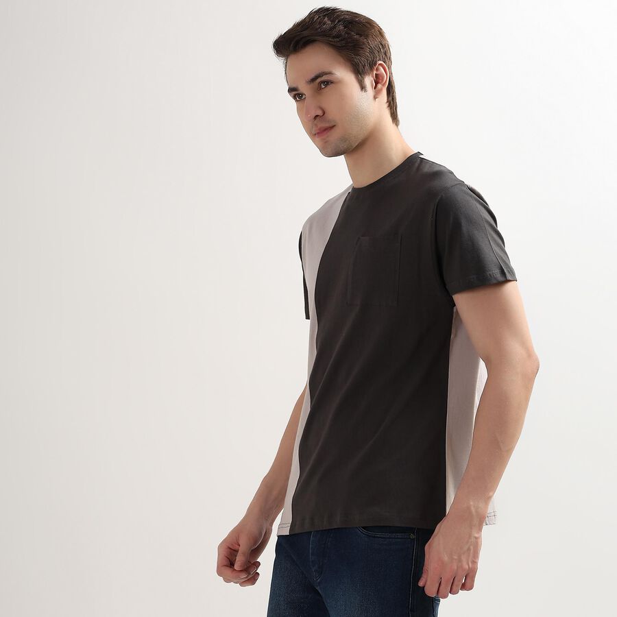 Men's 100% Cotton Round Neck Half Sleeves T-Shirt, Light Grey, large image number null
