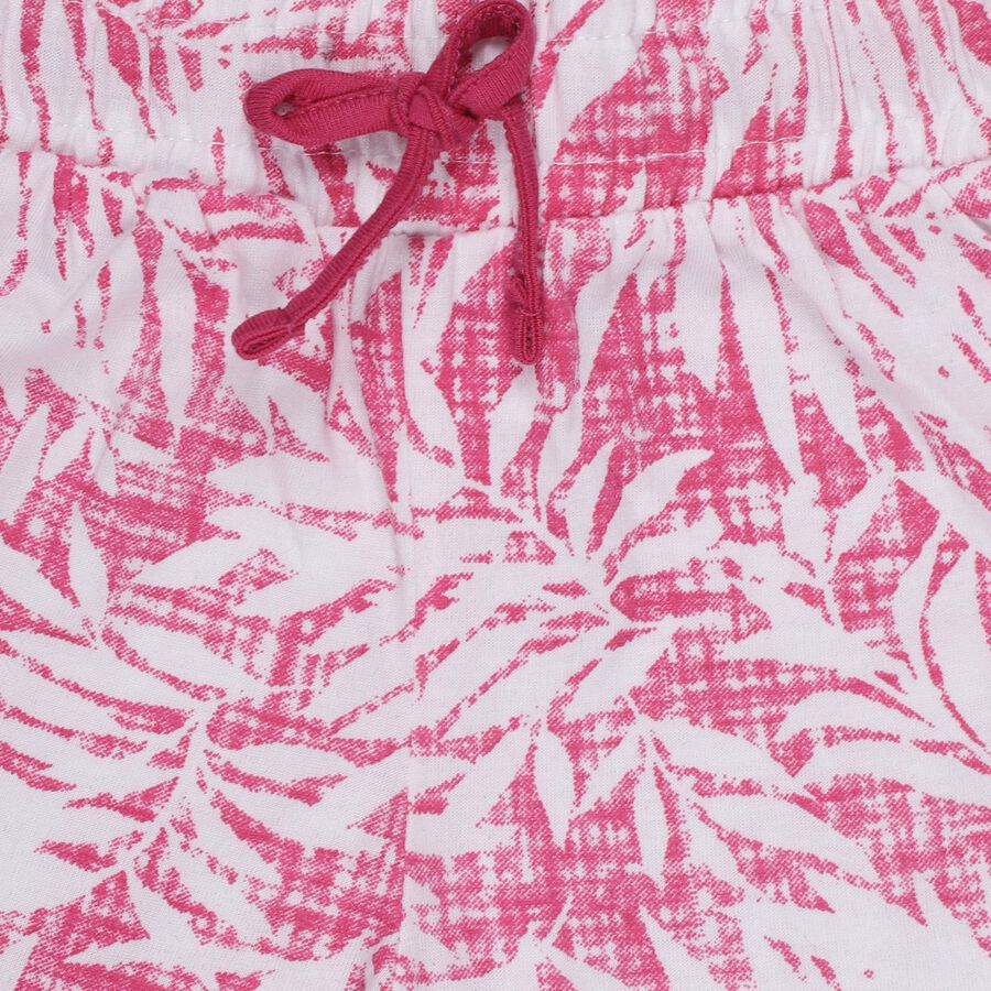 Girls' Bright Pink Printed Pull-Up Shorts, Pink, large