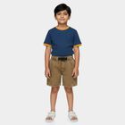 Boys' Brown Cotton Elastic Waist Bermuda Shorts, Khaki, small