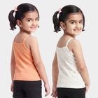 Girls' Peach Cotton Sleeveless Square Neck Vest, पीच, small