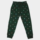 Girls' Green Jogger Fit Palm Print Pyjama, गहरा हरा, small