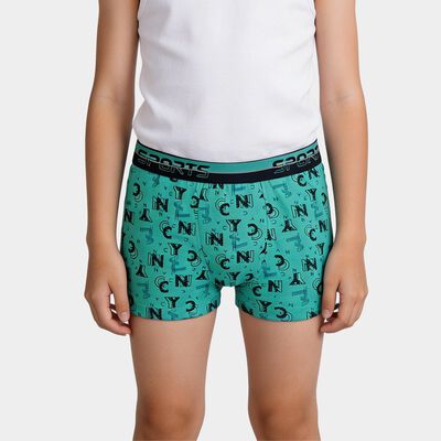 Boys Light Green Regular Fit Printed Briefs