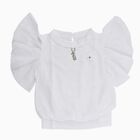 Girls' Bright Snow White Round Neck Romantic T-Shirt, सफ़ेद, small image number null