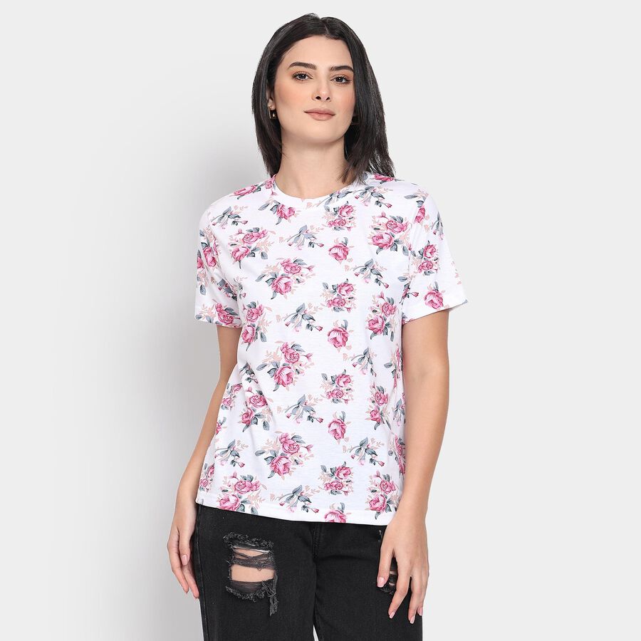 Ladies' Round Neck T-Shirt, White, large image number null