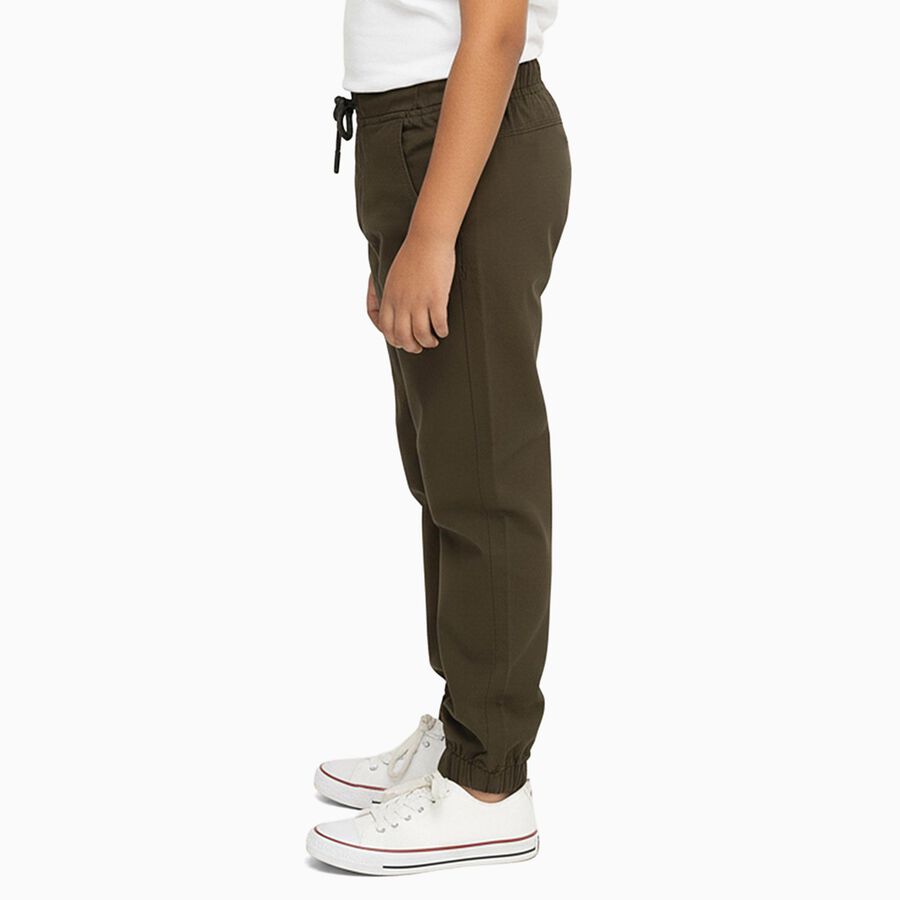 Boys Olive Green Regular Fit Jogger Trousers, हल्का हरा, large image number null