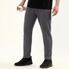 Men's Grey Slim Fit Cuffed Track Pants, गहरा ग्रे, small