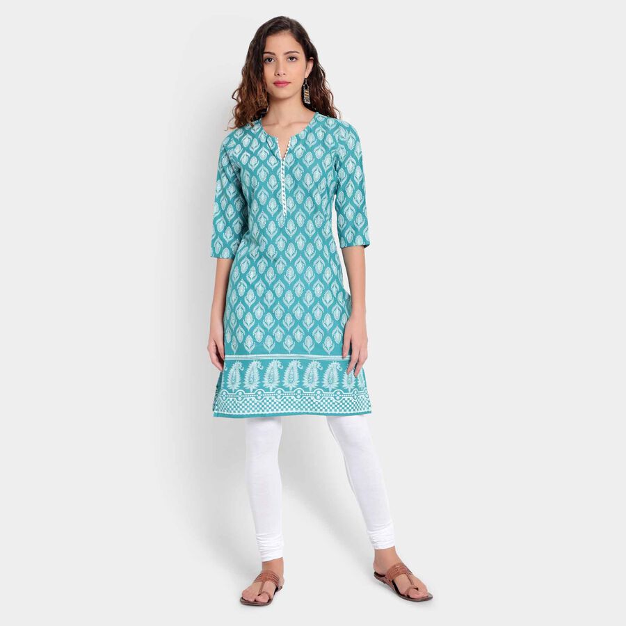 Cotton Straight Kurta, Mid Blue, large image number null