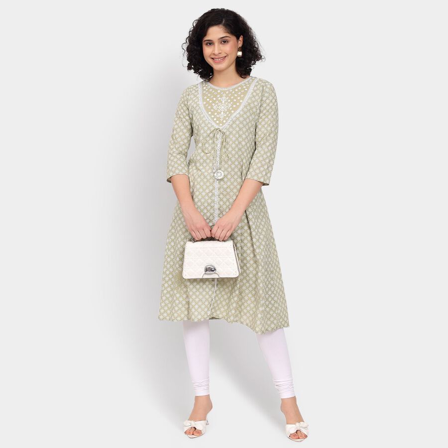 Ladies' Cotton Kurta, Light Green, large image number null