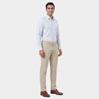 Men's Beige Slim Fit Flat-Front Casual Trousers, Beige, small