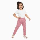 Girls' Muted Pink Heart Print Cotton Blend Pyjama, Pink, small image number null