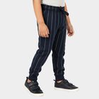 Boys' Dark Navy Blue Striped Elastic Waist Pyjama, Navy Blue, small image number null