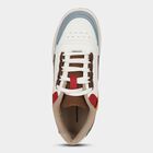 Men's White and Multicolor Lace-Up Casual Sneakers, White, small