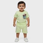 Infants' Light Green Cotton Round Neck Cartoon Print Baba Suit, Light Green, small