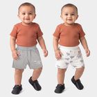 Infants' Grey Regular Fit Printed Half Pant, Light Grey, small