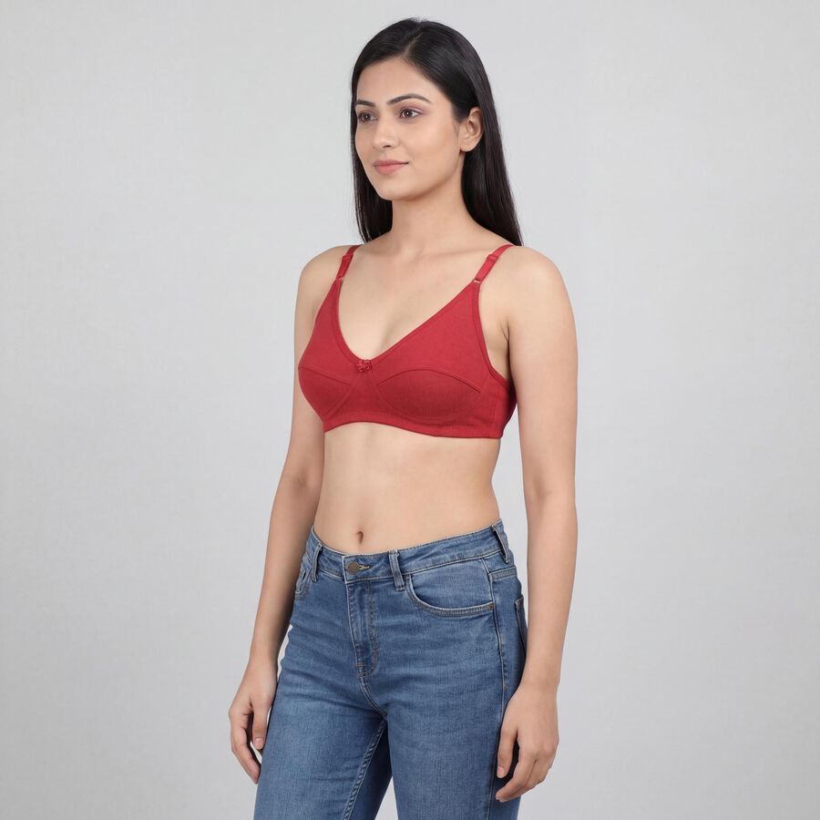 Women's Maroon Cotton Wire-Free Everyday Bra, Maroon, large