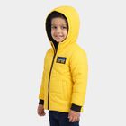 Boys Yellow Hooded Puffer Jacket, पीला, small