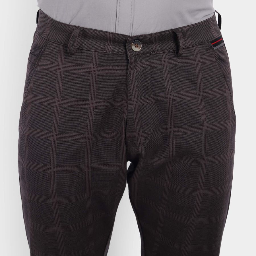 Checks Skinny Fit Trousers, Dark Grey, large image number null