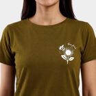 Ladies' Round Neck T-Shirt, ओलिव, small