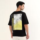 Men's Smoky Graphite Black Cotton Round Neck Streetwear T-Shirt, Black, small