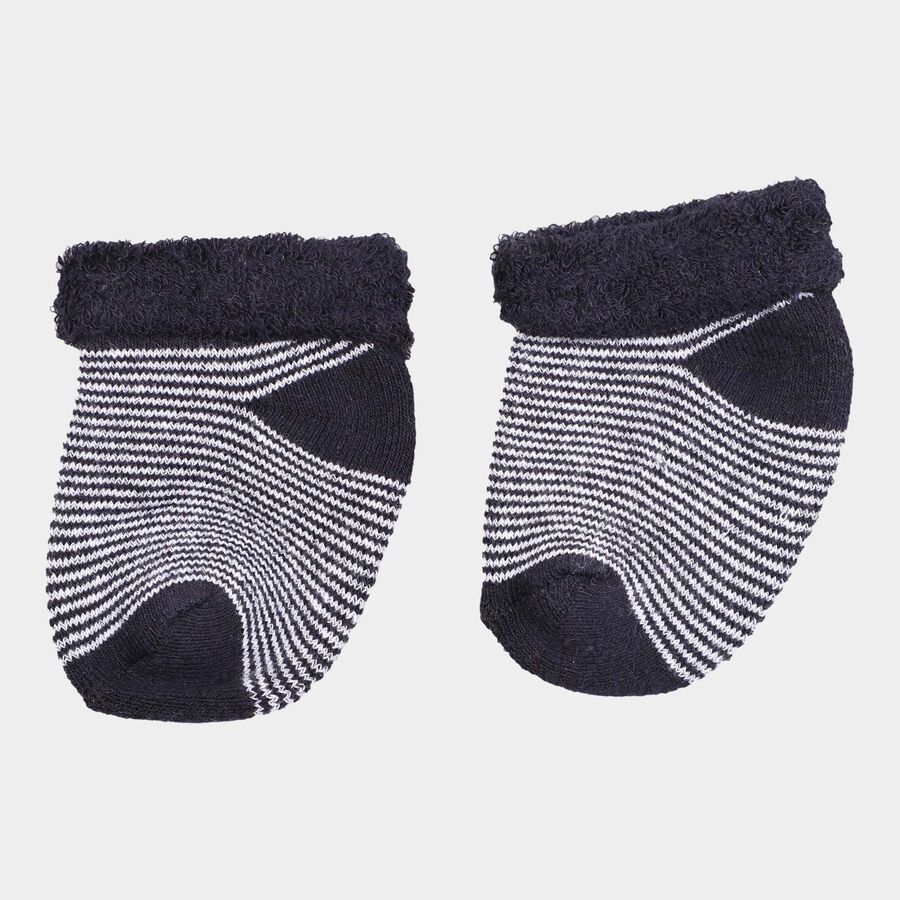 Infants Cotton Stripes Socks, Melange Light Grey, large image number null