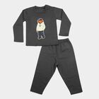 Boys' Charcoal Round Neck Graphic Baba Suit, Charcoal, small