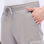 Men's Muted Grey Slim Fit Cargo Trousers, Light Grey, small