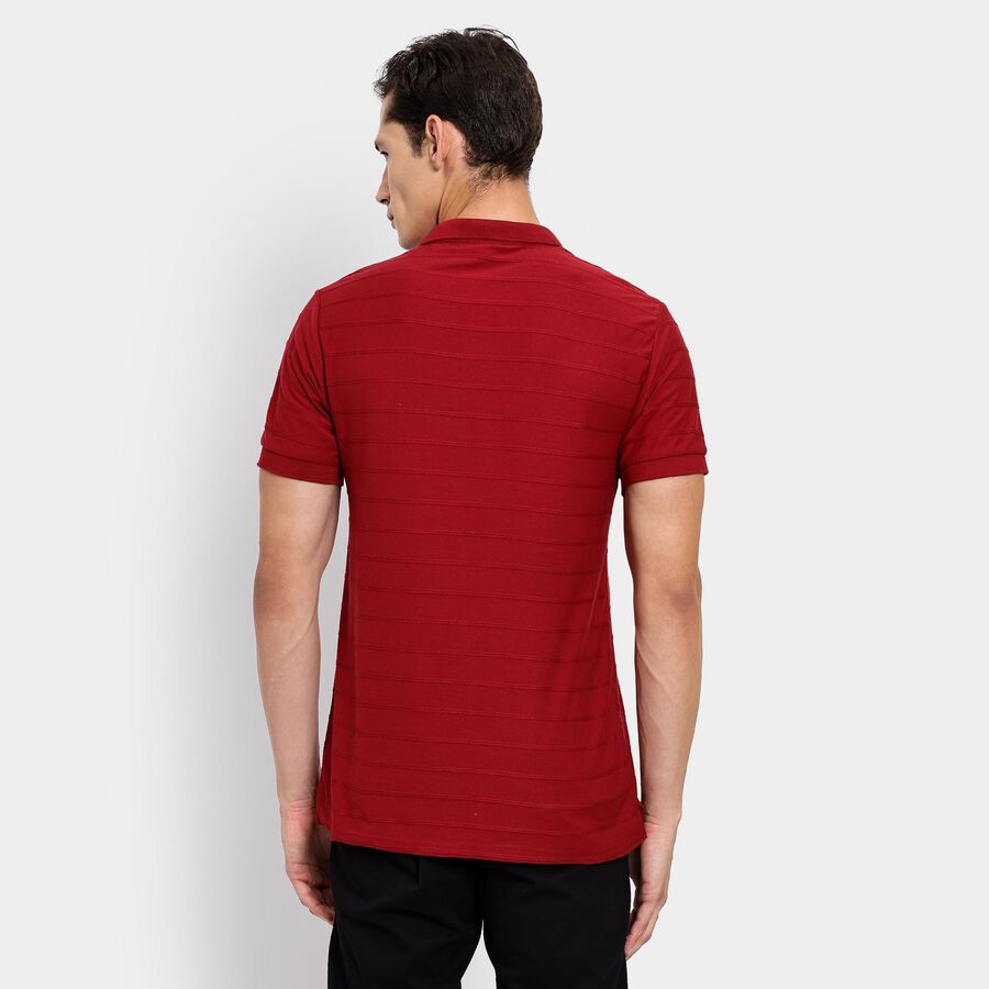 Men's Collared Half Sleeves T-Shirt, वाइन, large image number null