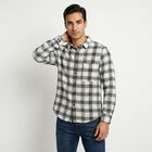 Men's White Cotton Long Sleeve Collar Regular Fit Casual Shirt, सफ़ेद, small