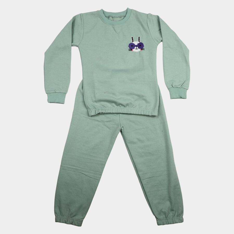 Girls Mint Green Round Neck Lounge Set Hipster Set, हल्का हरा, large
