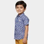 Infants Royal Blue Cotton Half Sleeve Classic Collar Casual Shirt, रॉयल ब्लू, small