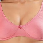 Women's Beige Cotton Blend Plunge Neck Classic T-Shirt Bra, Light Pink, small
