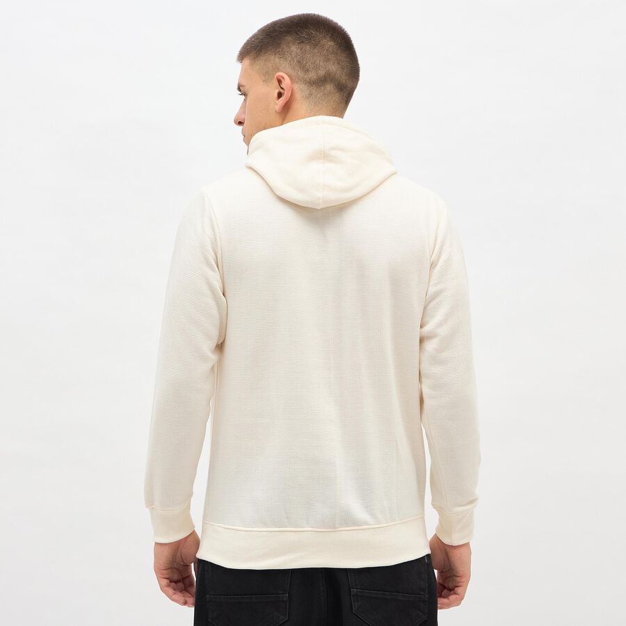 Men's Rich Eggshell White Hooded Neck Casual Sweatshirt, Off White, large image number null