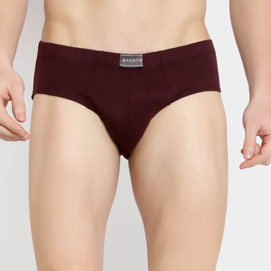 Solid V-Cut Brief, Wine, large image number null
