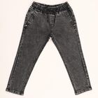 Boys' Washed Black Regular Fit Elastic Waist Jeans, गहरा ग्रे, small image number null