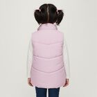 Girls Pastel Pink High Neck Sleeveless Puffer Jacket, Lilac, small image number null
