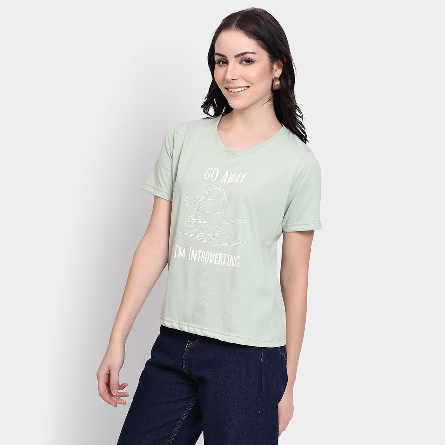 Ladies' Round Neck T-Shirt, Light Green, large
