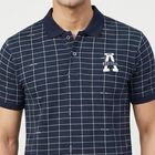 Men's Navy Blue Cotton Blend Collared Preppy T-Shirt, नेवी ब्लू, small