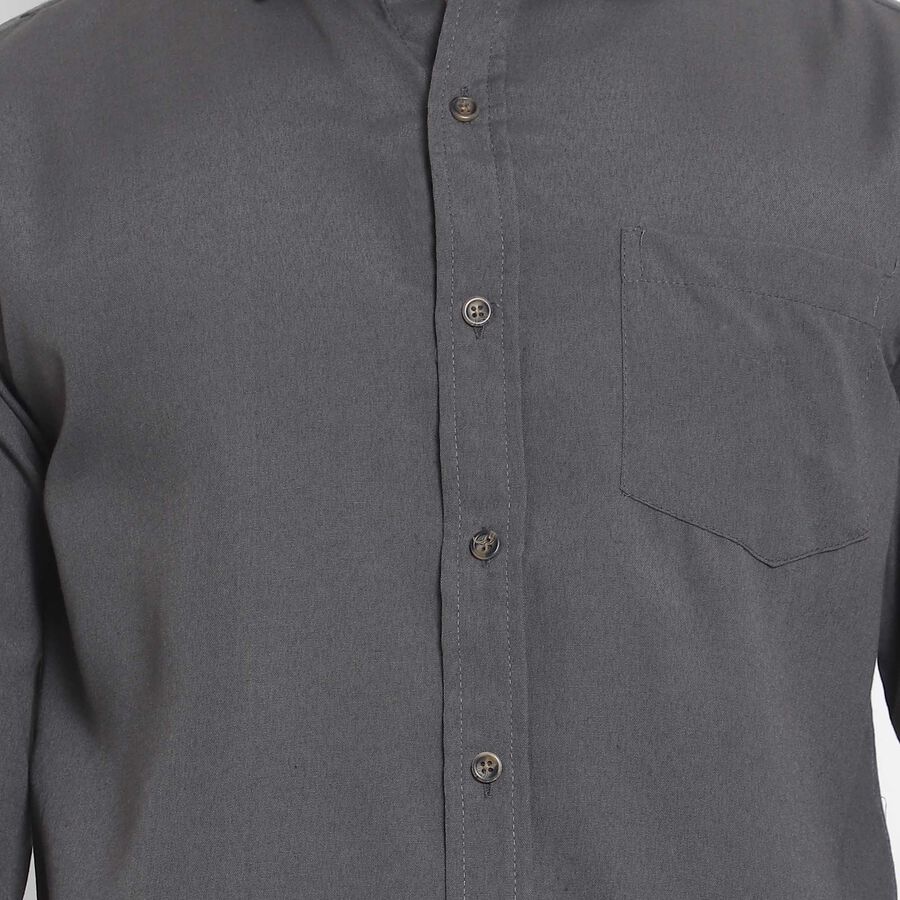 Solid Casual Shirt, Dark Grey, large image number null